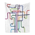 thumbnail image 1 of Map Soft Flannel Fleece Blanket, Colorful Abstract Subway Map Lines and Dots Navigation Guide Modern Underground Railway, Cozy Plush for Indoor and Outdoor Use, 50" x 70", Multicolor, by Ambesonne, 1 of 6