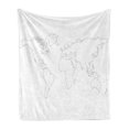 thumbnail image 1 of Map Soft Flannel Fleece Blanket, Simplistic Design World Map Outline with Thin Black Line Drawing Abstract Continents, Cozy Plush for Indoor and Outdoor Use, 50" x 70", Black White, by Ambesonne, 1 of 5