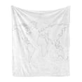 thumbnail image 1 of Map Soft Flannel Fleece Blanket, Simplistic Design World Map Outline with Thin Black Line Drawing Abstract Continents, Cozy Plush for Indoor and Outdoor Use, 60" x 80", Black White, by Ambesonne, 1 of 5