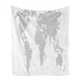 thumbnail image 1 of Map Soft Flannel Fleece Throw Blanket, World Map with Graphic Dots Pixelated Seem Spotted Continents Design Simple Modern, Cozy Plush for Indoor and Outdoor Use, 50" x 70", Grey White, by Ambesonne, 1 of 5