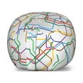 thumbnail image 1 of Map Storage Toy Bag Chair, Stripes in Vibrant Colors Metro Scheme Subway Stations Abstract Railroad Transportation, Stuffed Animal Organizer Washable Bag, Small Size, Red Green, by Ambesonne, 1 of 3