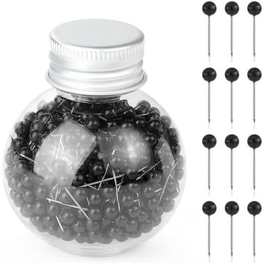 Map Tacks Push Pins 600 Pieces 1/8 inch Diameter Plastic Round Head and Steel Needle Points,Sewing Pins Straight Pins Used for Marking Variety DIY Craft Office and Home on Map Cork Boards, Black