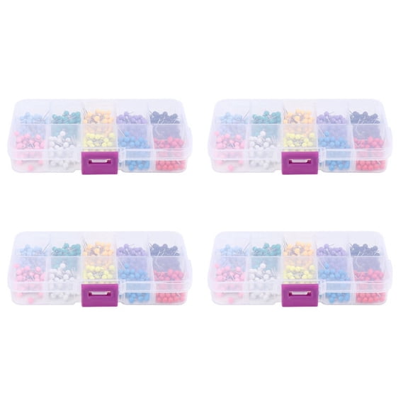 Map Tacks Push Pins Plastic Head with Steel Point, 4mm, 2000 Pieces,2000 * map tacks pins (200 pieces each color),Random Color