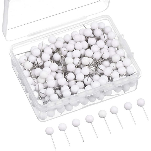 Map Tacks Push Pins Small Size 300 Packs (White, 1/5 Inch)