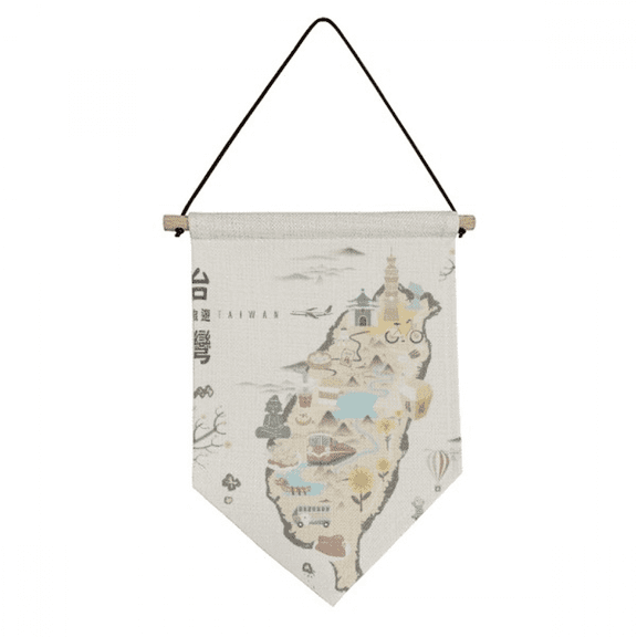 Map Taiwan Travel Features Canvas Flag Hanging Wall Art Decor Banner