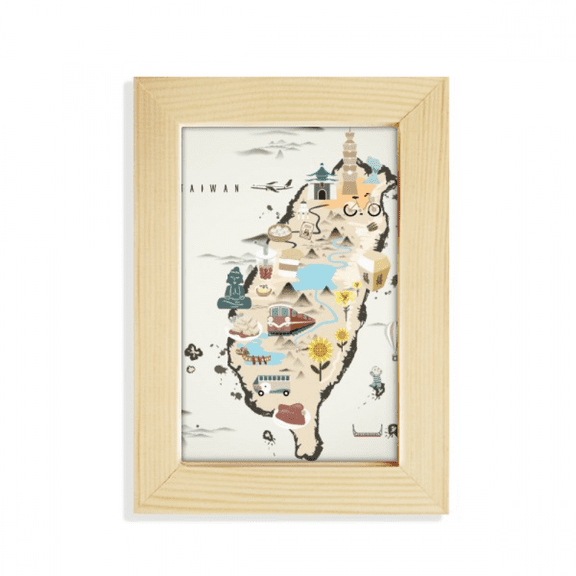 Map Taiwan Travel Features Desktop Display Photo Frame Picture Art Painting 5x7 inch