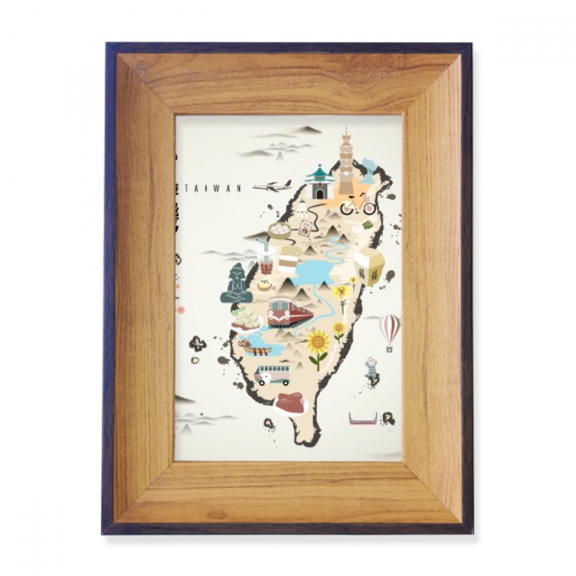 Map Taiwan Travel Features Photo Frame Exhibition Display Art Desktop Painting