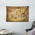 thumbnail image 1 of Map Tapestry, Aged Vintage Treasure Map Ruler Rope Old Compass Antique Adventure Discovery, Wall Hanging for Bedroom Living Room Dorm Decor, 60W X 40L Inches, Brown Pale Brown, by Ambesonne, 1 of 2