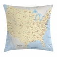 thumbnail image 1 of Map Throw Pillow Cushion Cover, United States Interstate Map America Cities Travel Destinations Road Route, Decorative Square Accent Pillow Case, 20 X 20 Inches, Yellow Red Pale Blue, by Ambesonne, 1 of 2