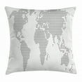 thumbnail image 1 of Map Throw Pillow Cushion Cover, World Map with Graphic Dots Pixelated Seem Spotted Continents Design Simple Modern, Decorative Square Accent Pillow Case, 18 X 18 Inches, Grey White, by Ambesonne, 1 of 2