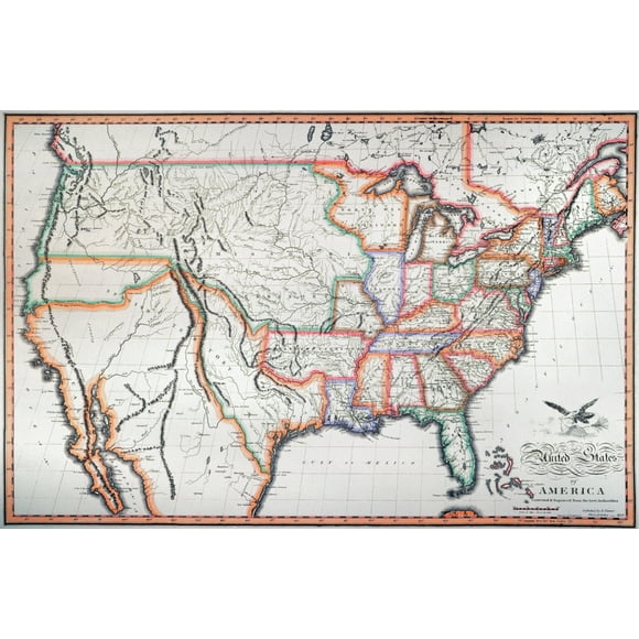 Map: United States, 1820. /Nengraved Map Of The United States, 1820, Drawing On The Geographical Discoveries Of The Lewis & Clark Expedition. Poster Print by  (18 x 24)