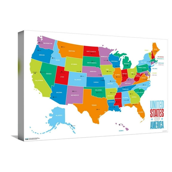 Map - United States Of America 2022 Canvas Wall Poster, 14.725" x 22.375"