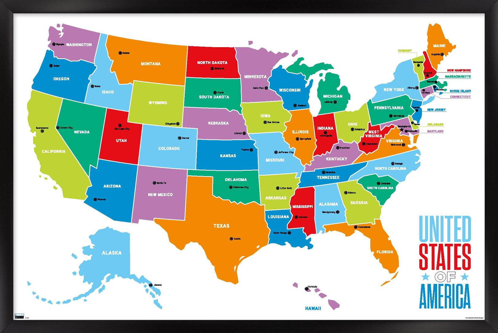 High Quality United States Map - Map United States Of America 2022 Wall Poster 14 725 X 22 375 Framed 82def959 5f2d 4675 95b0 A8c46fe50395.dd6fa3061a285f231eddaa40b46efab4 