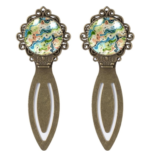 Map Vintage Copper-Colored Lace Bookmarks, Stainless Steel Book Markers for Readers and Book Lovers - Set of 2