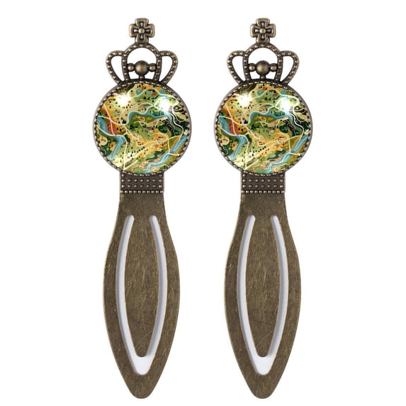 Map Vintage Copper Crown-Shaped Bookmarks: Stainless Steel Reading Accessories, Book Marks for Bookworms