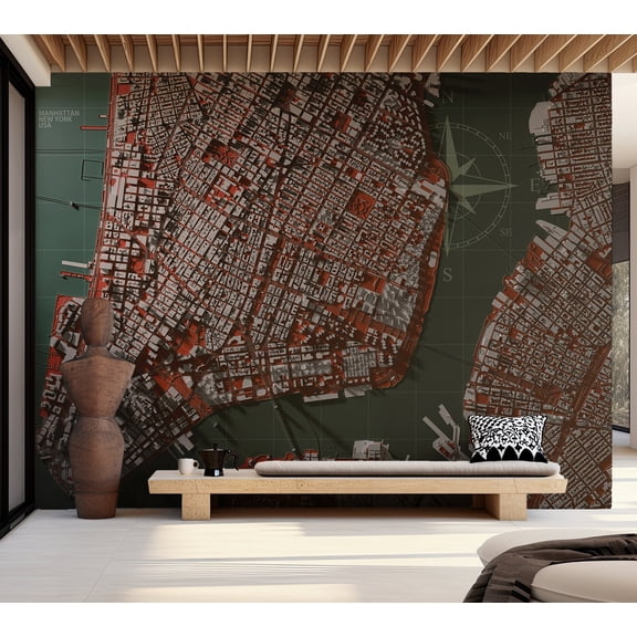 Map Wallpaper Wall Mural - Meet Manhattan
