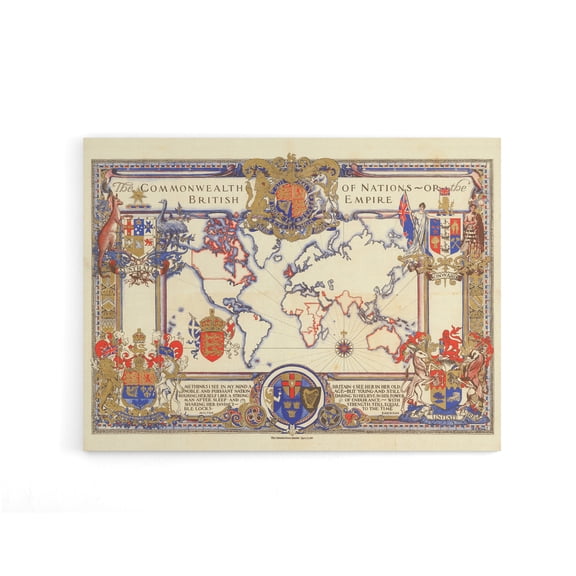 Map Webb 1937 British Empire Canvas Wall Art Print 12X16"