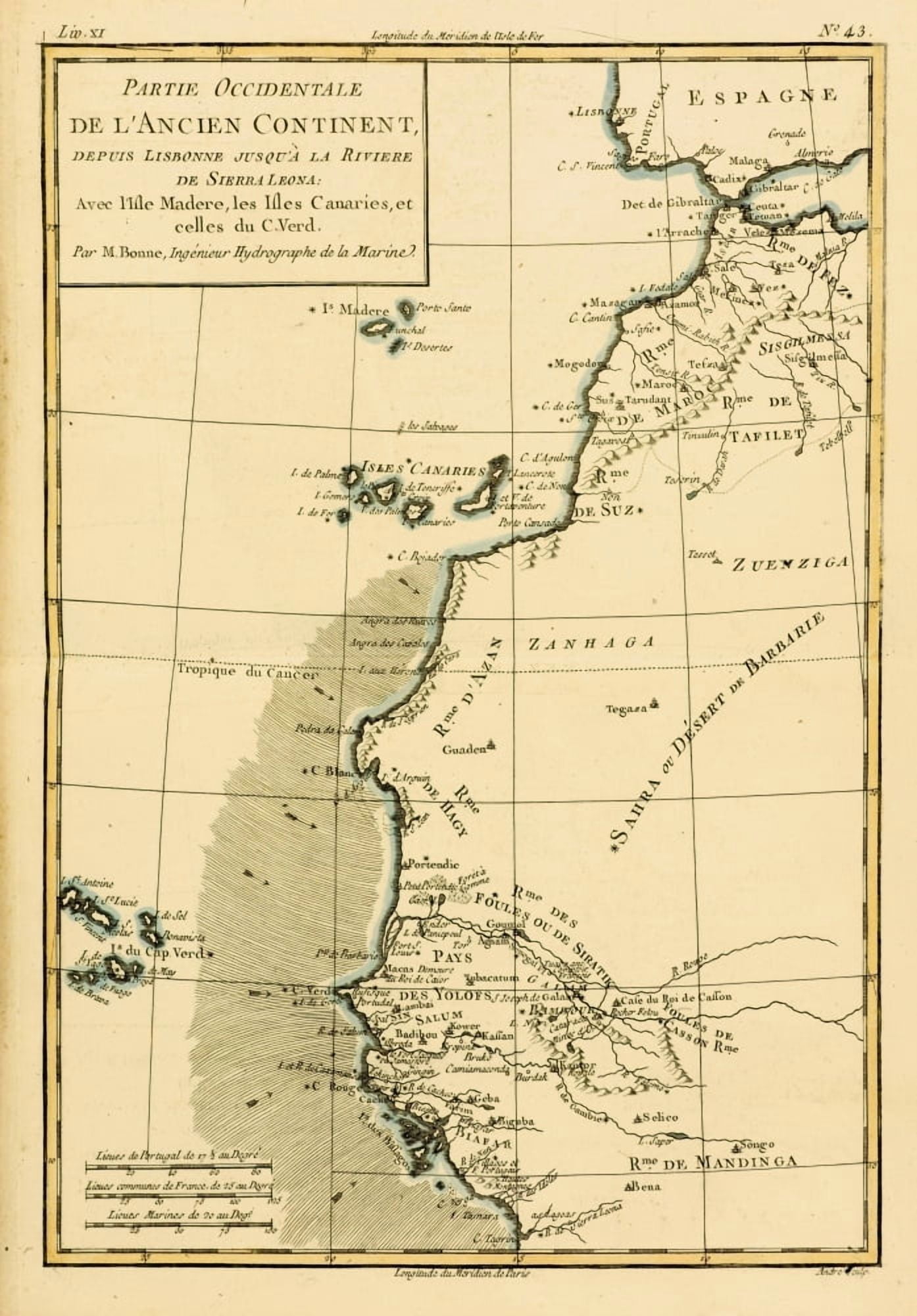Map Of West Africa Circa1760 From Atlas De Toutes Les Parties Connues Du Globe Terrestre By Cartographer Rigobert Bonne Published Geneva Circa 1760 Canvas Art - Ken Welsh Design Pics (12 x 17)