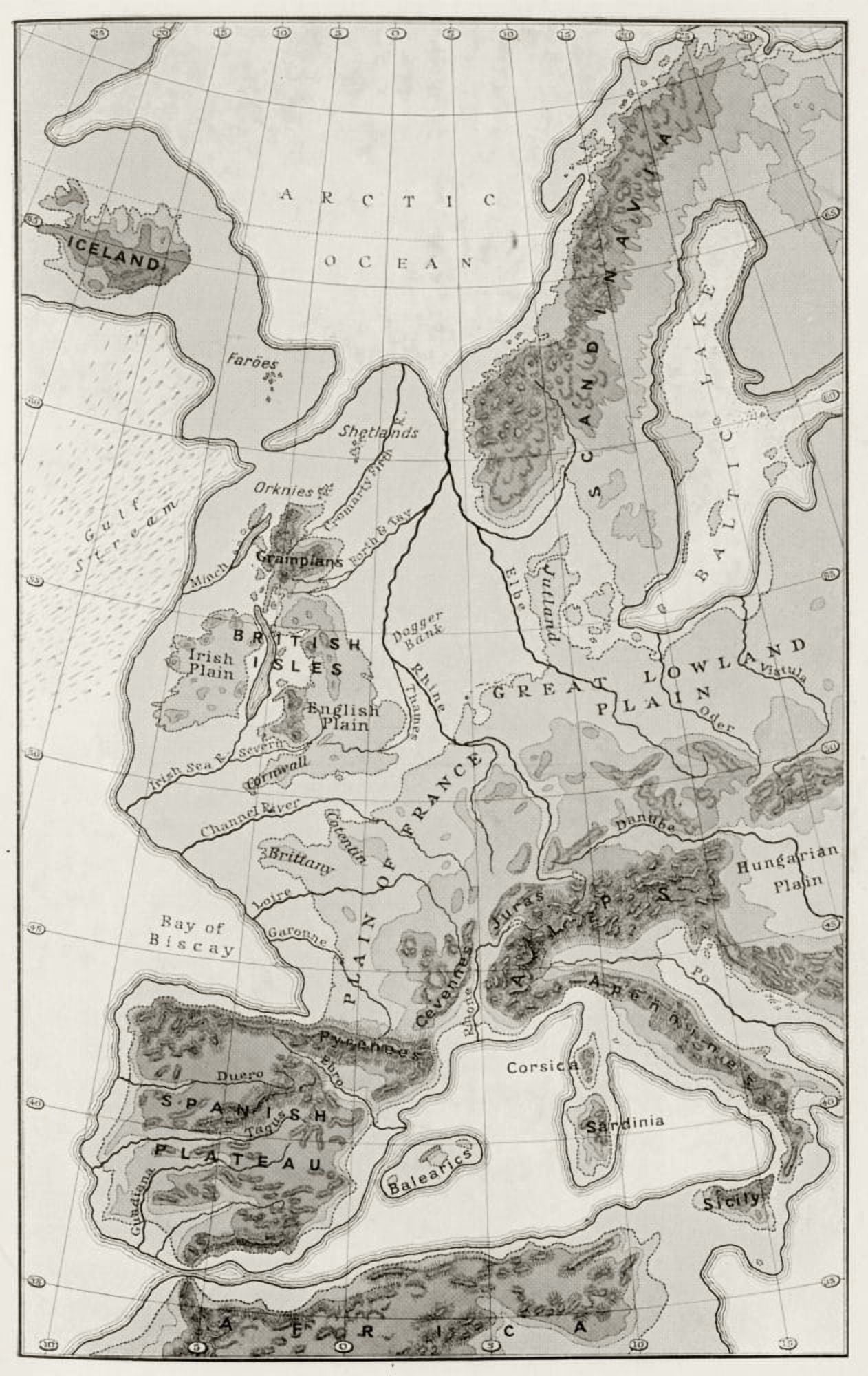 Map Of Western Europe During The Third Inter-Glacial Epoch From Ancient Man In Britain By Donald A Mackenzie Published London 1923 Canvas Art - Ken Welsh Design Pics (22 x 36)