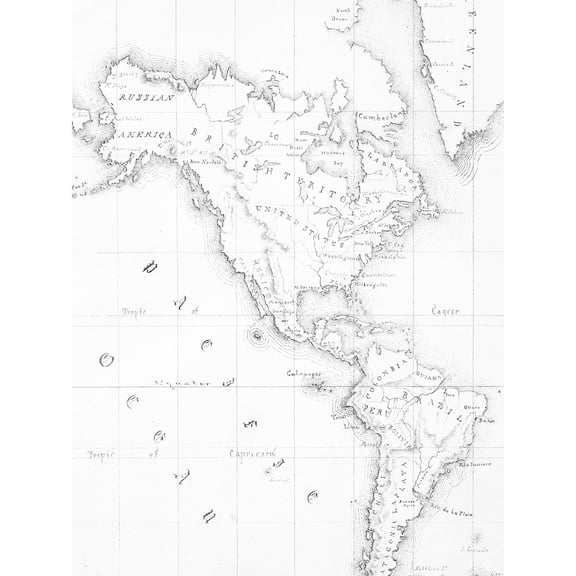 Map Whistler 1851 Western Hemisphere Americas Chart Extra Large XL Wall Art Poster Print
