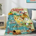 Map With Cartoon Animal Soft Blanket Fluffy Cozy Fuzzy Throws Non