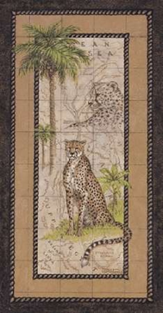 Map With Cheetah Canvas Art - Janet Kruskamp (10 x 20)