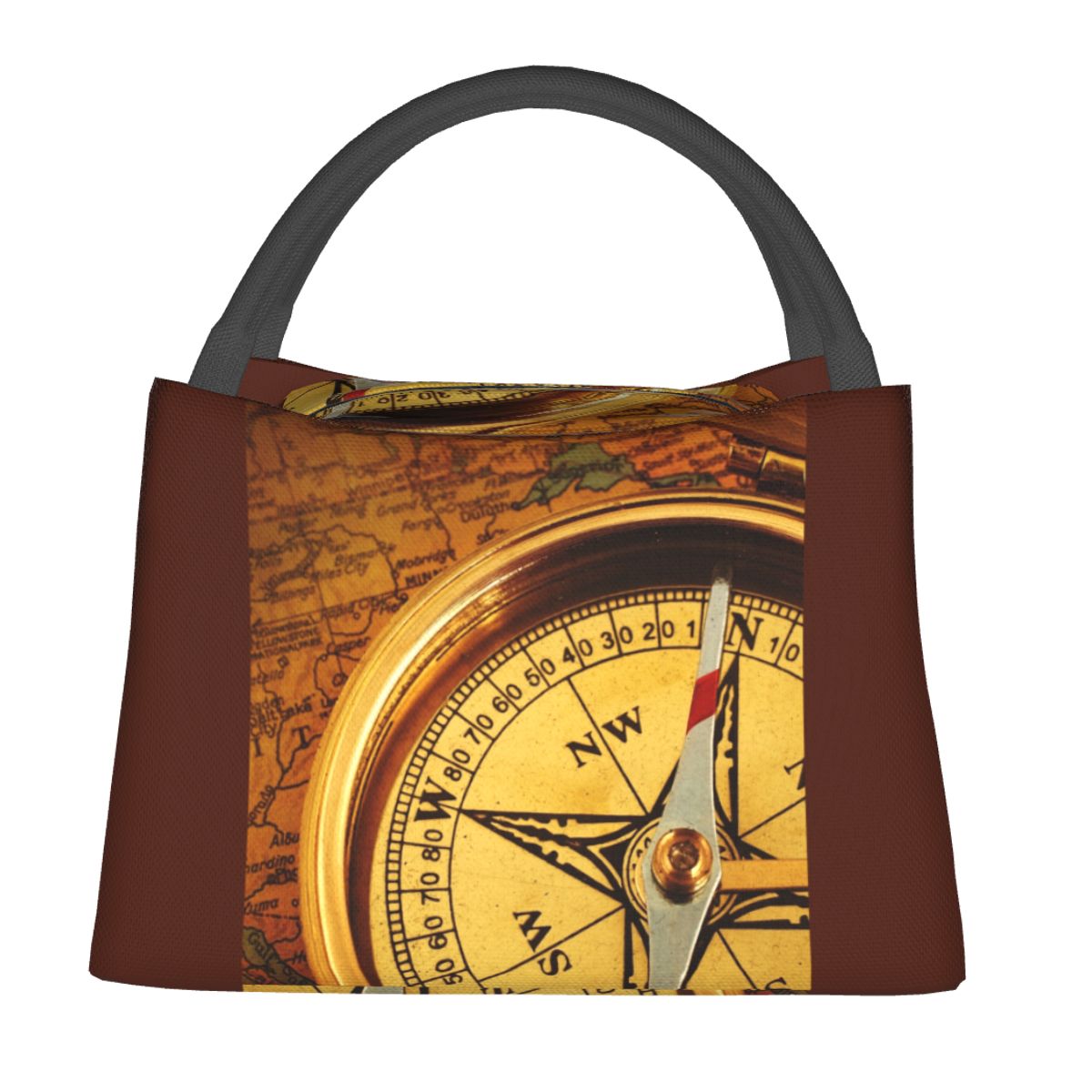 Map With Compass Lunch Bag Viking Symbol Kawaii Lunch Box For Men ...