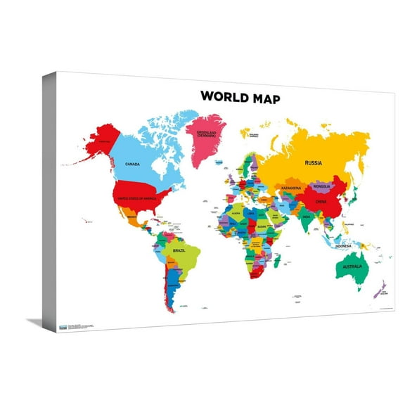 Map - World 2022 Canvas Wall Poster, 14.725" x 22.375"