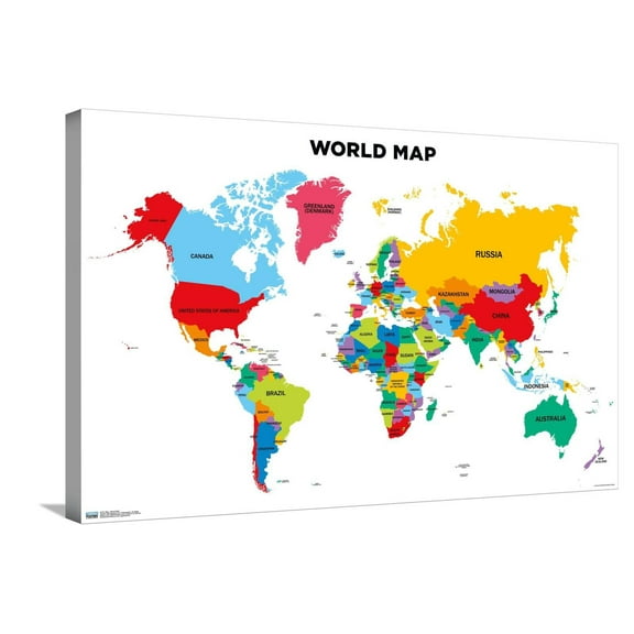 Map - World 2022 Canvas Wall Poster, 22.375" x 34"
