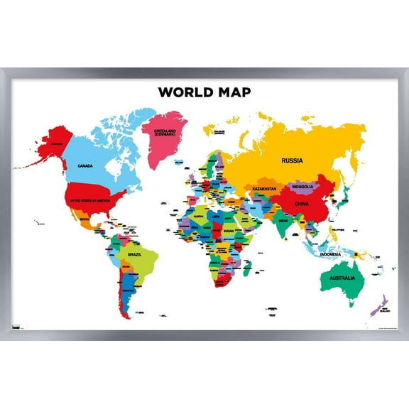 Map - World 2022 Wall Poster, 22.375" x 34" Framed