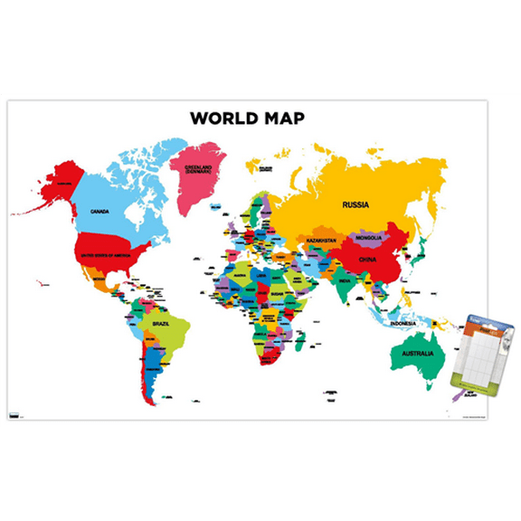 Map - World 2022 Wall Poster, 22.375" x 34"