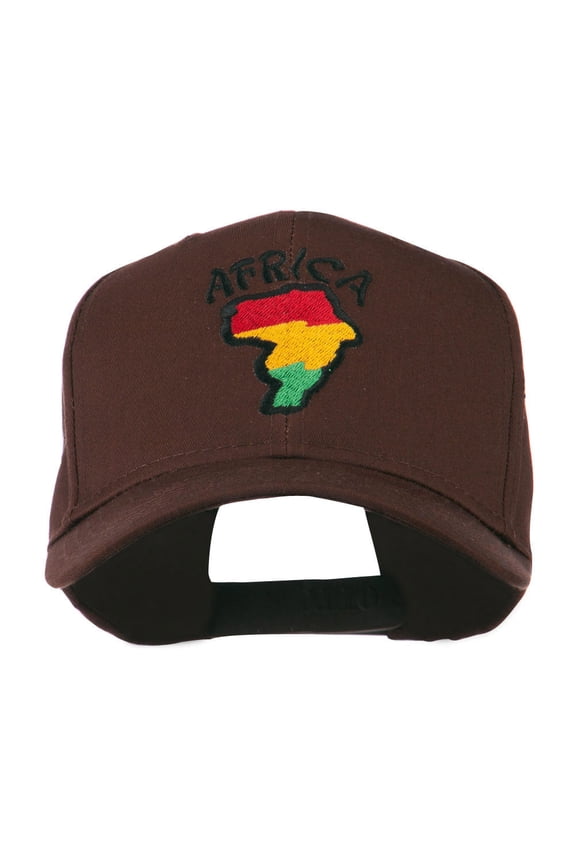 Map of Africa with Word Embroidered Cap - Brown OSFM