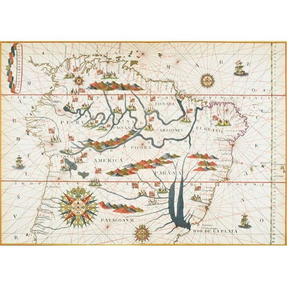 Map of America. Reduced Facsimile of A Map From the Spanish Atlas Published In Poster Print - 34 x 24