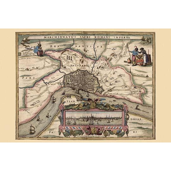 Map of Antwerp, Belgium-Fine art canvas print (20" x 30")