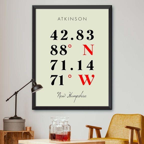 Map of Atkinson, New Hampshire, Multiline Coordinates Colored (8x10)