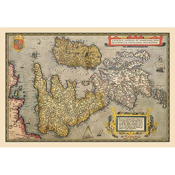 Map of Britian and Ireland-Fine Art Canvas Print (20" x 30")