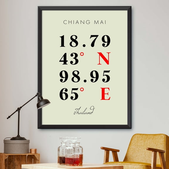 Map of Chiang Mai, Thailand, Multiline Coordinates Colored (24x36)