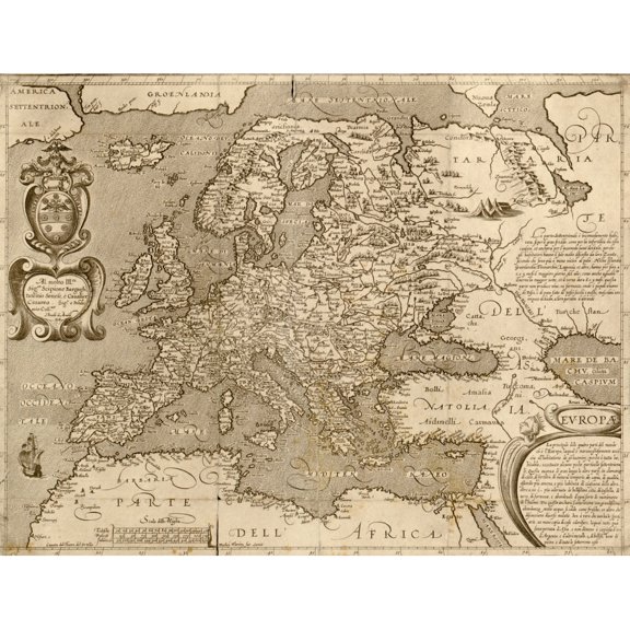 Map of Europe in 1600 Poster Print (24 x 36)