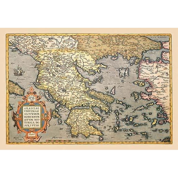 Map of Greece-Fine Art Canvas Print (20" x 30")