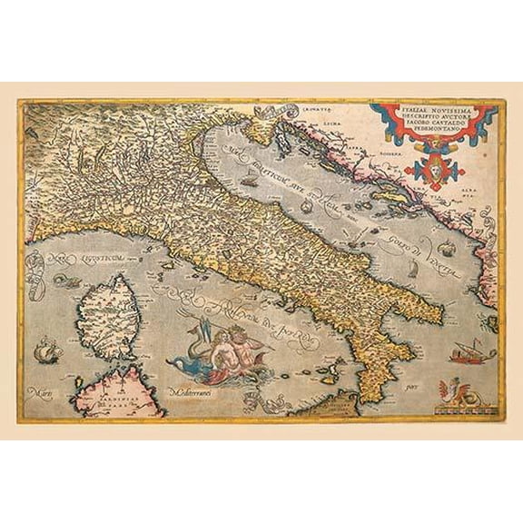 Map of Italy-Fine Art Canvas Print (20" x 30")