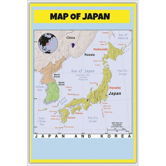 Map of Japan 20x30 - Laminated Wall Map Poster Print Perfect for Classrooms and Homes - Vivid Imagery with Bright Colors