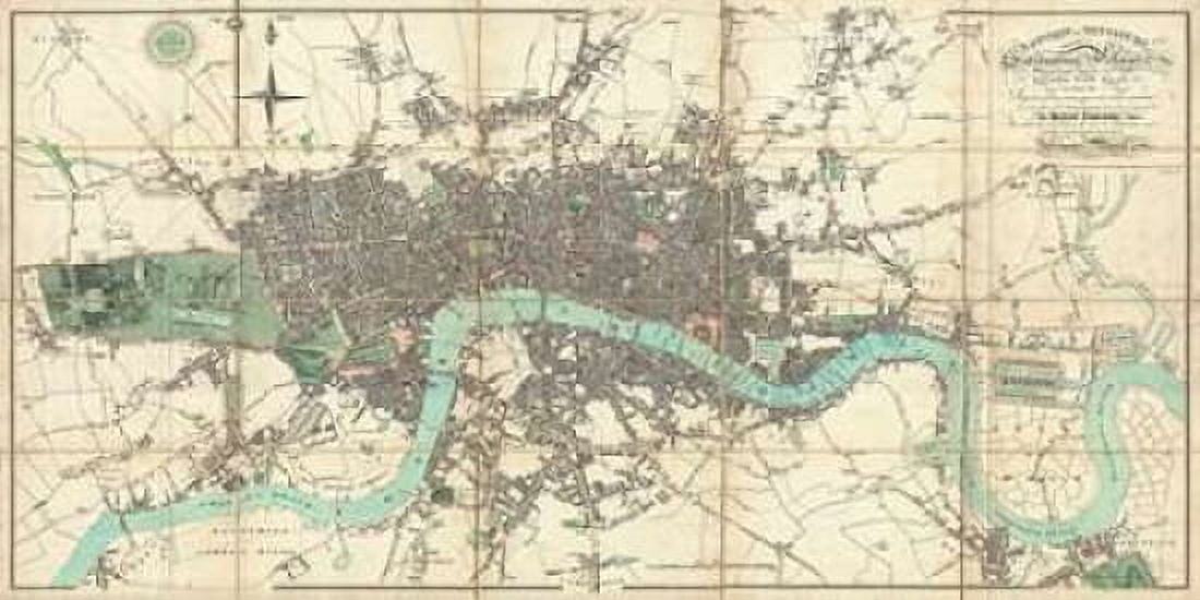 Map of London 1806 Canvas Art - Edward Mogg (24 x 48)