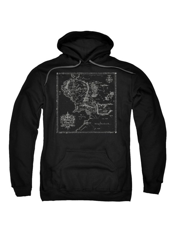 Sportswear LOR1062-AFTH-1 Lord of The Rings Map of Me Adult Pullover Hoodie, Black - Small