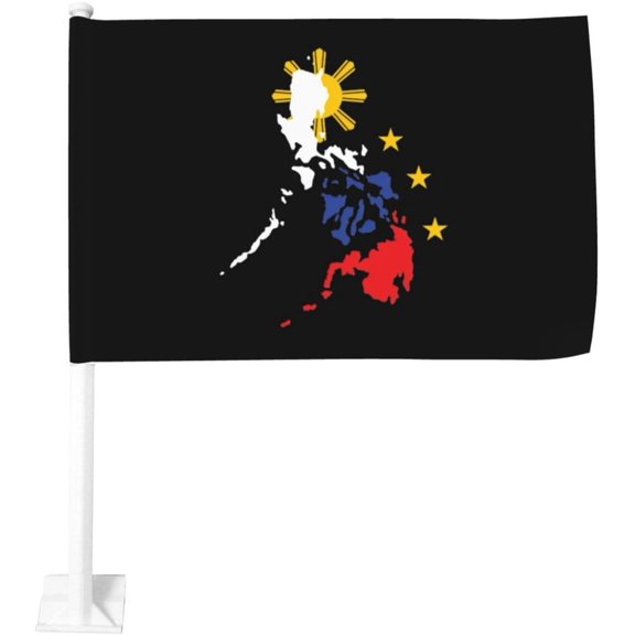 Map of Philippines Car Flag 12x18 Inch Window Clip Flag - Double Sided Fade Resistant Outdoor Decoration Let Your Cars Stand Out