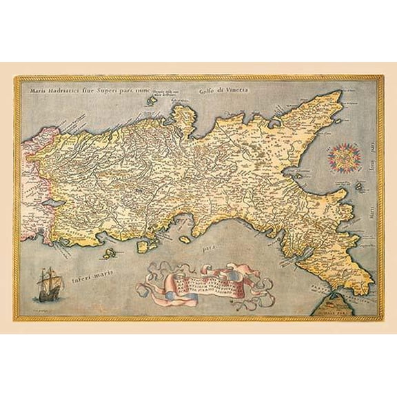 Map of Southern Italy-Fine Art Canvas Print (20" x 30")