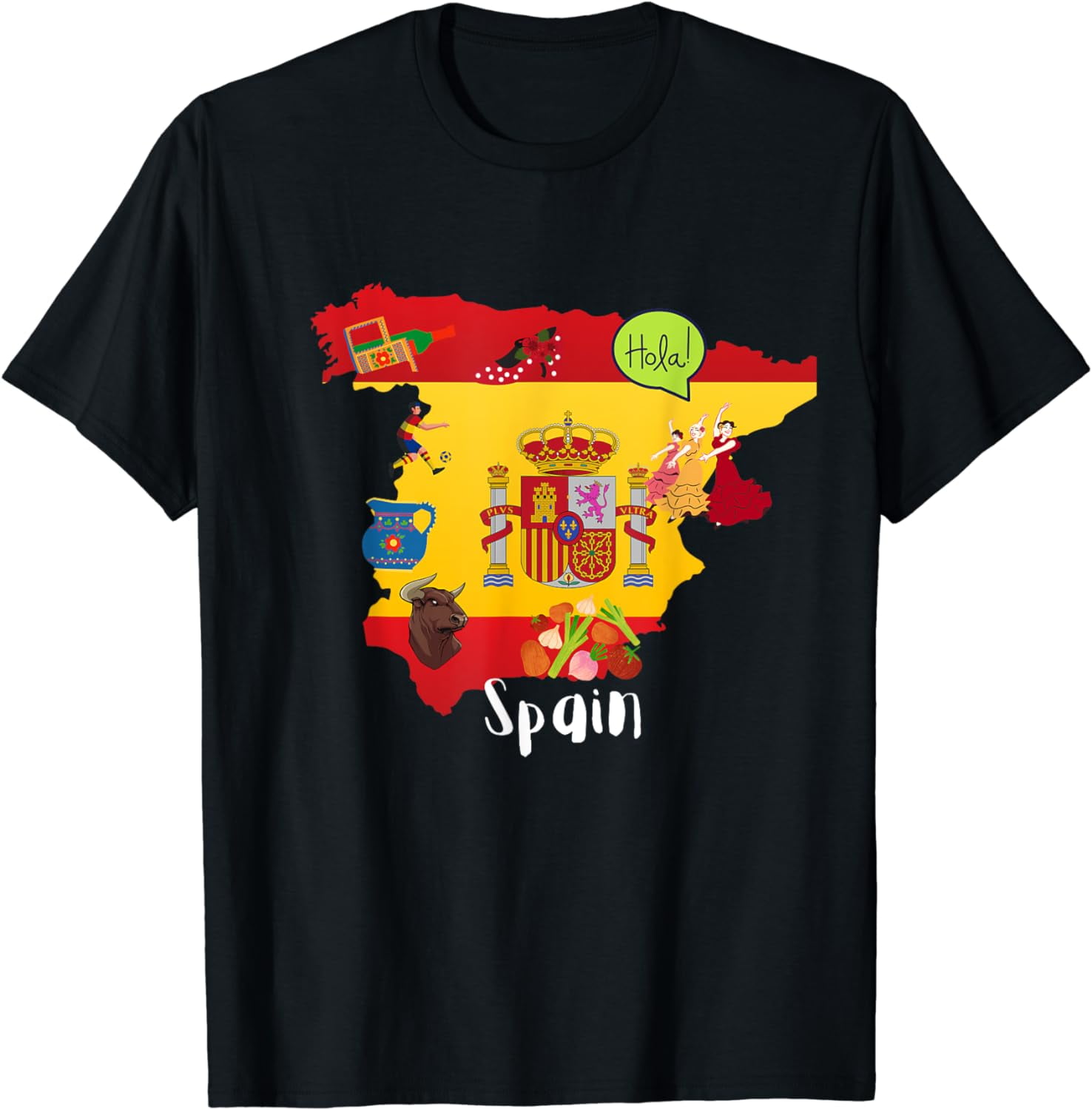 Spain Map Flag T-Shirt Spain Map Flag T-Shirt