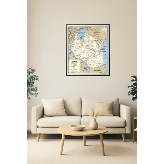 Map of Tanzania Poster – East Africa Political & Regional Geography 【Laminated】