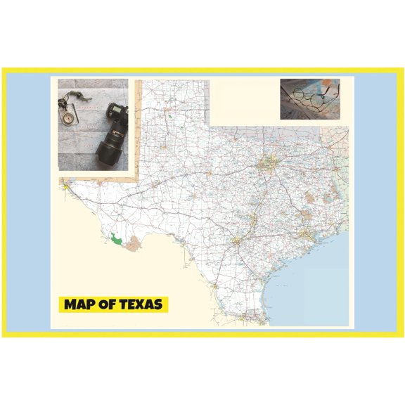 Map of Texas 24x36 Large Detailed Roads and Highways, Maryland State with All Cities, Parks and Landmarks - Laminated Wall Map Poster Print