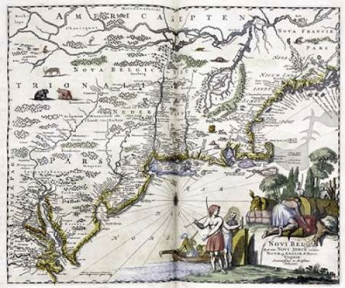 Map of The New World Canvas Art - John Ogilby (20 x 24)