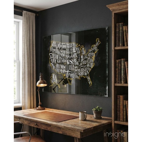 Map of USA Glass Wall Art